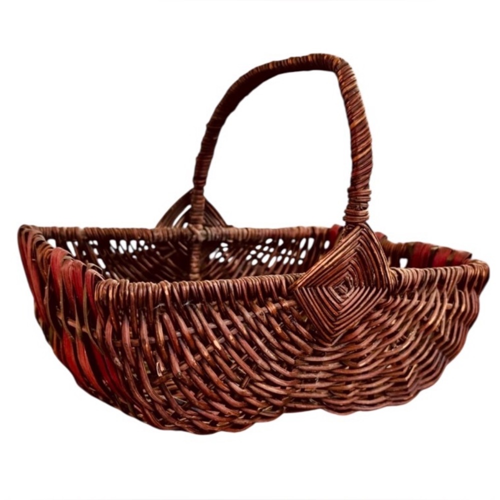 Vintage Basket Hand Woven Gods Eye Egg Gathering Buttocks Retro Handcrafted
